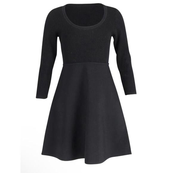 Theory Scoop Neck Compact Knit Mini Dress In Black Viscose, Fit and Flare M - Picture 9 of 9